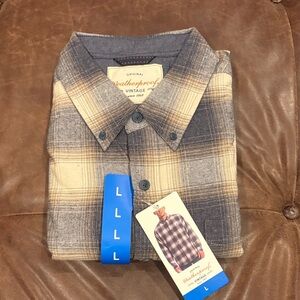 Weatherproof Men's Casual Plaid Shirt - Navy and Beige Flannel Large NWT